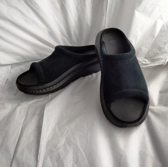 UGG CA805 V2 SLIDE BLACK SUEDE PLATFORM SANDAL -MEN’S US 12 - Picture 3 of 14